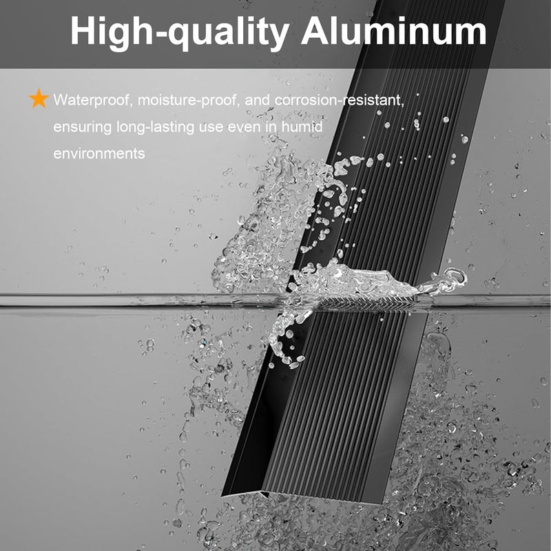 KTINITK 36” Aluminum Floor Transition Threshold Strip, Bridge The Height Gap Between 0.7 to 1.6 inches for Doorway Ramp Tiles Laminate Planks (Black, 35.4“x4”) - Image 3